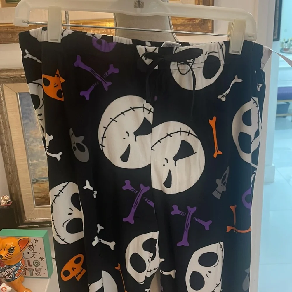 Disney The Nightmare Before Christmas Black/White/Orange "Bones"/PJ Pants - Picture 3 of 4